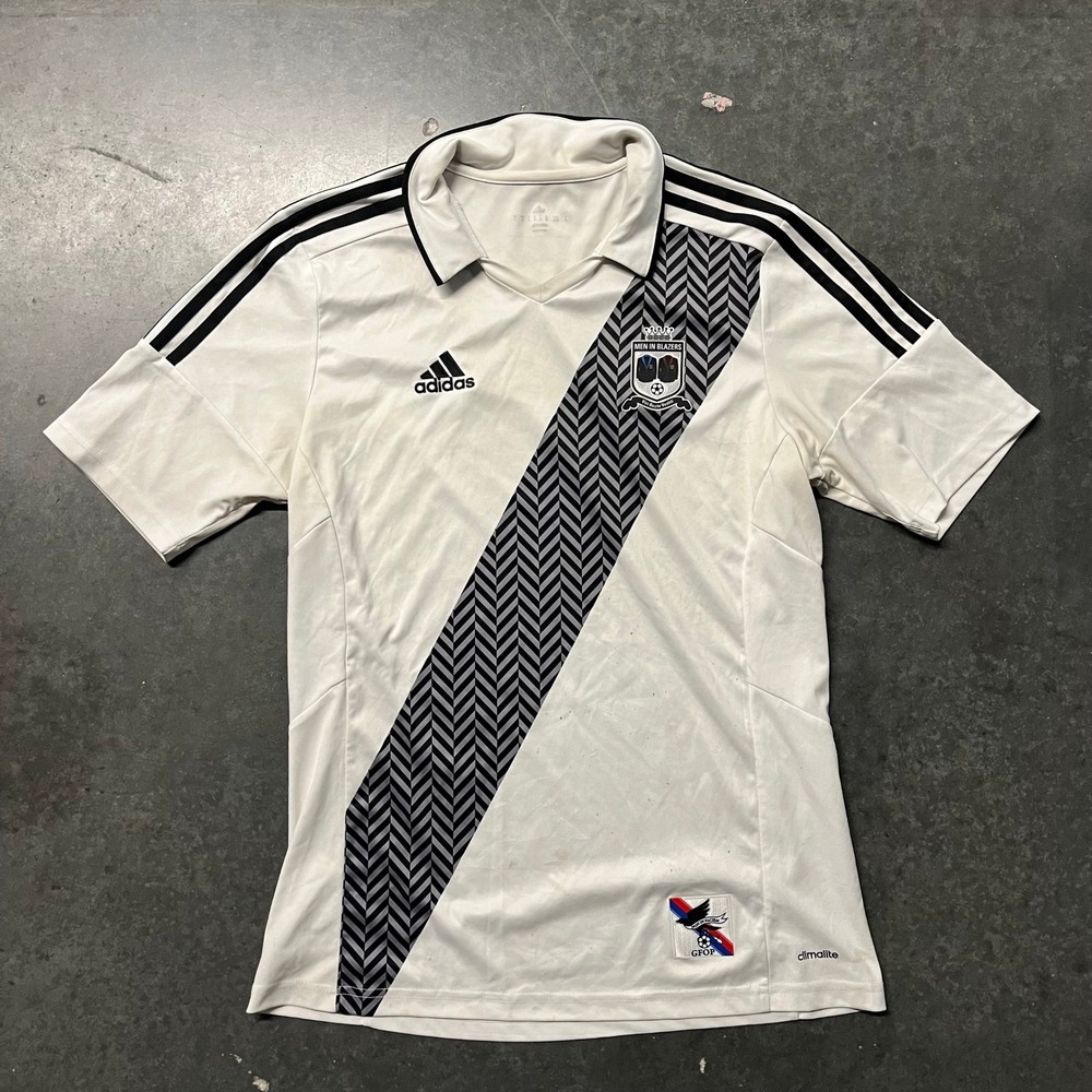 Adidas Men In Blazers Soccer Jersey White Black Sash Climalite F86459 Mens M